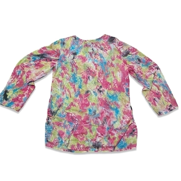 4/$15 CELINA BEADED AND RINESTONE V-NECK COLORFUL SHEER BOHO BLOUSE - Picture 5 of 5